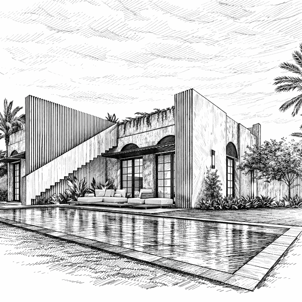 Villa moderne de plain-pied avec piscine